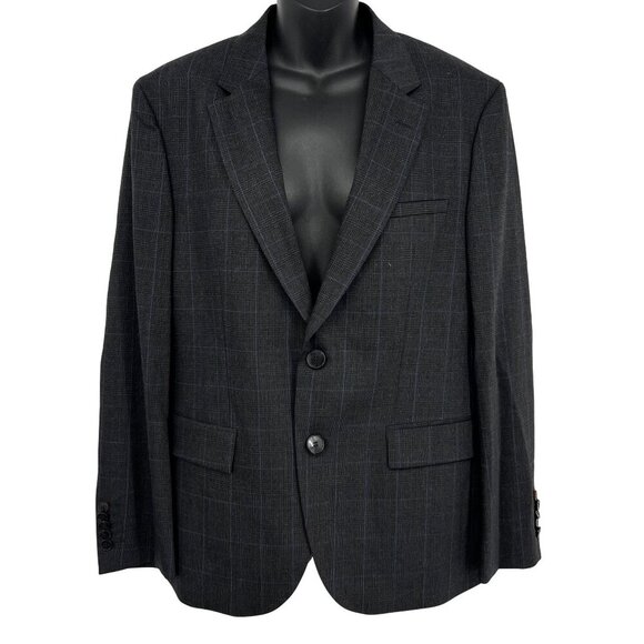 Hugo Mens Gray Checkered Two-Button Blazer Size 38 S 38S Lined Work Pockets New - Picture 1 of 11